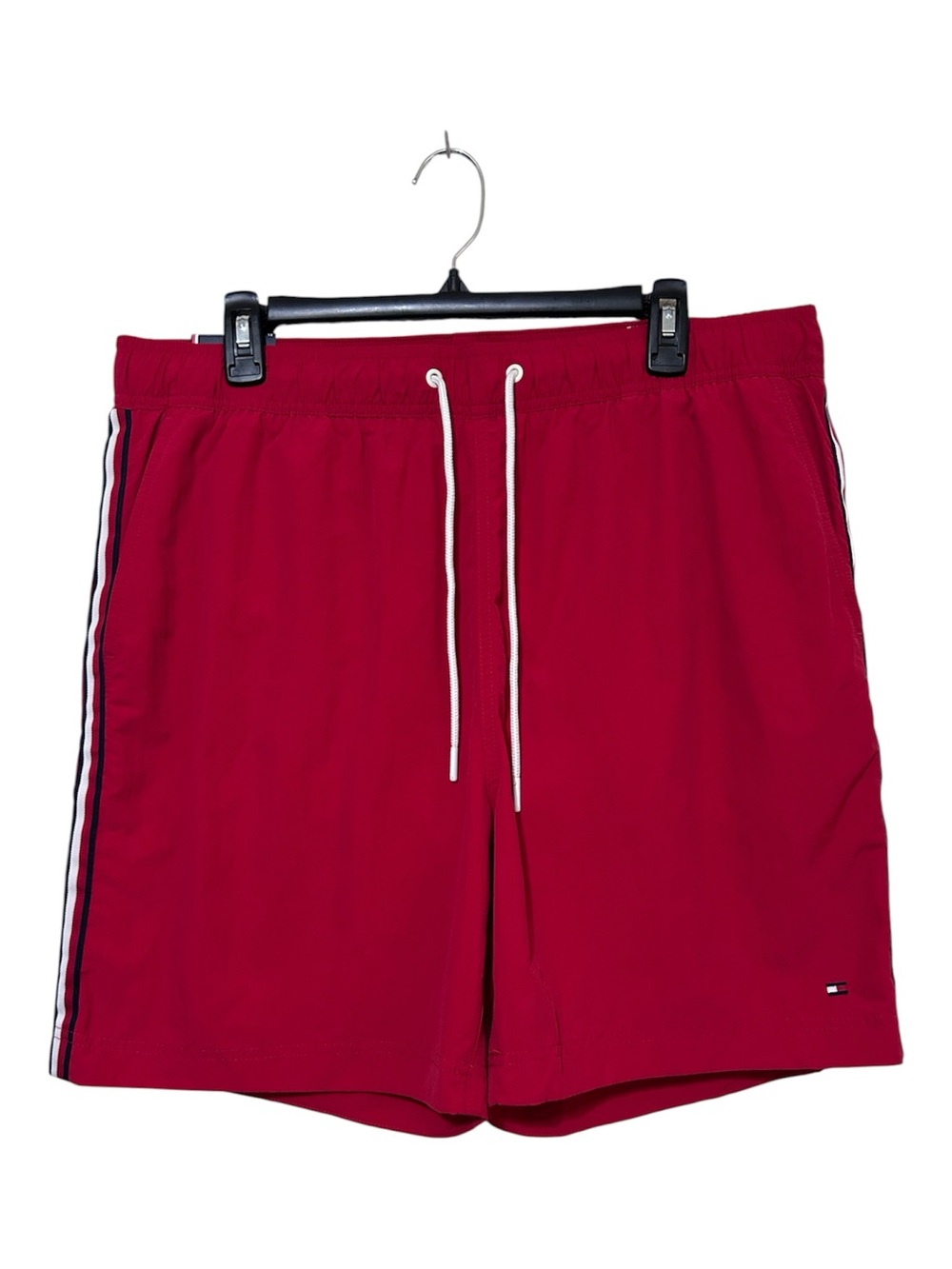 Tommy Hilfiger Men's Red 7" Inseam Side Stripe Swim Trunks NWT Size XL